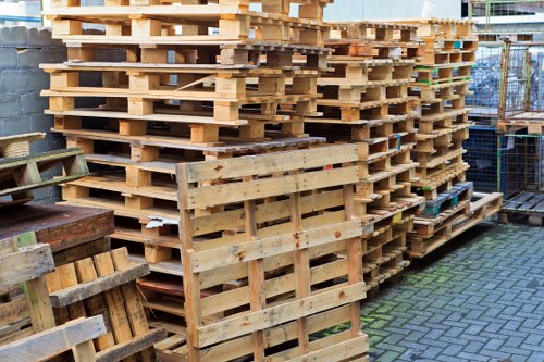 Accessible instructions and safety signage posted by a commercial waste collection point