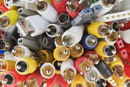 Sorting and organizing office equipment during clearance